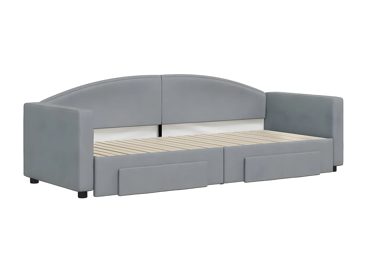 Tagesbett Ausziehbar,Ausziehbett mit Schubladen Hellgrau 80x200 cm Stoff -gkd97461