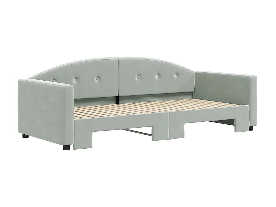 Lit gigogne gris clair 90x190 cm velours WVGQ9483