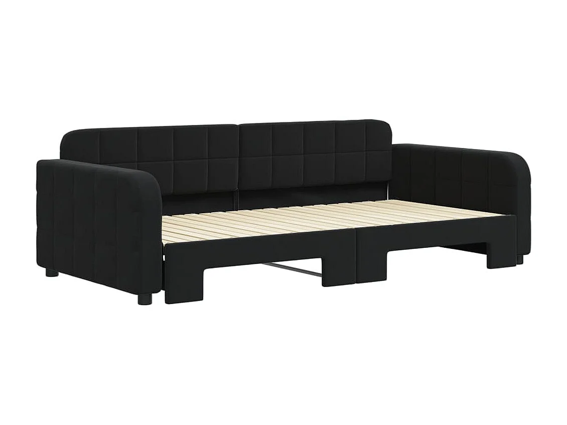Lit gigogne noir 100x200 cm velours ASW11782