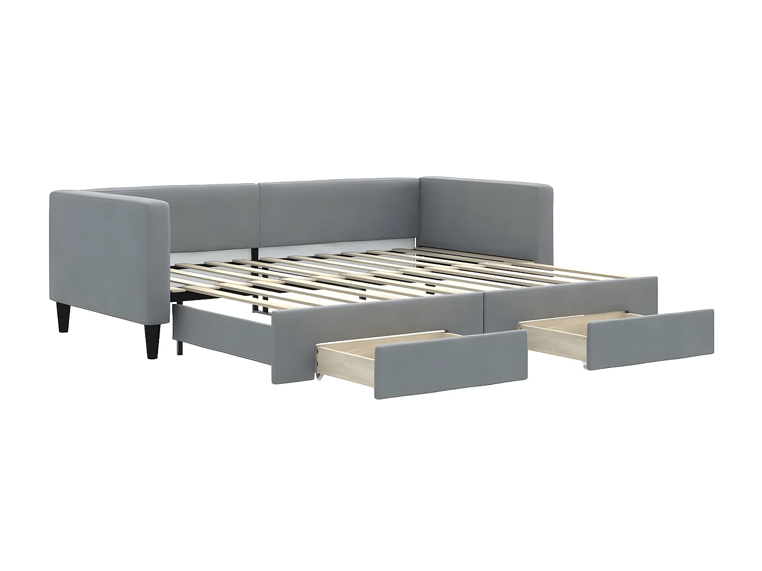 Cama nido - 90x200 cm con cajones tela gris claro ES91803