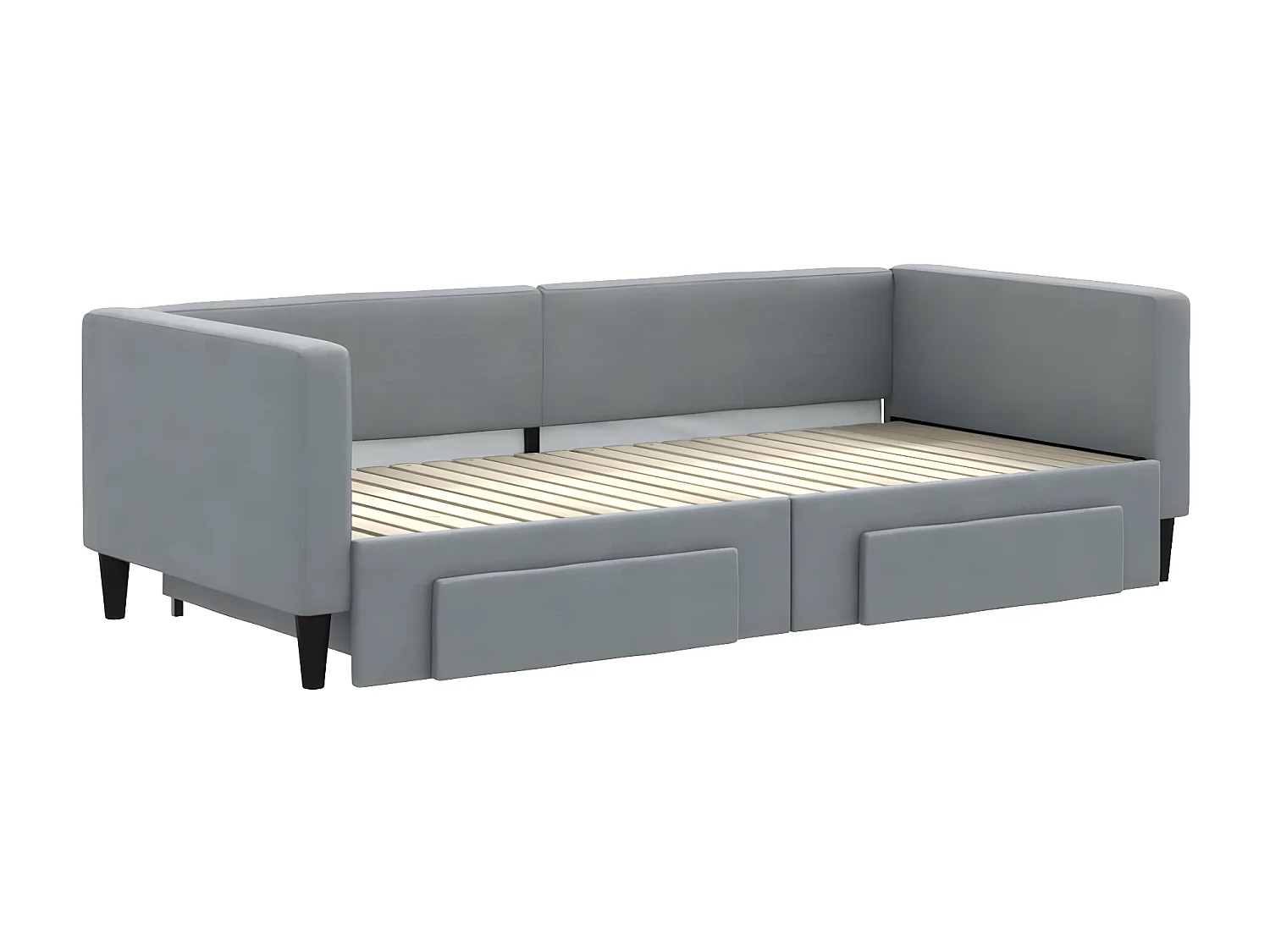Cama dupla e gavetas 90x200 cm tecido cinzento-claro PT958321