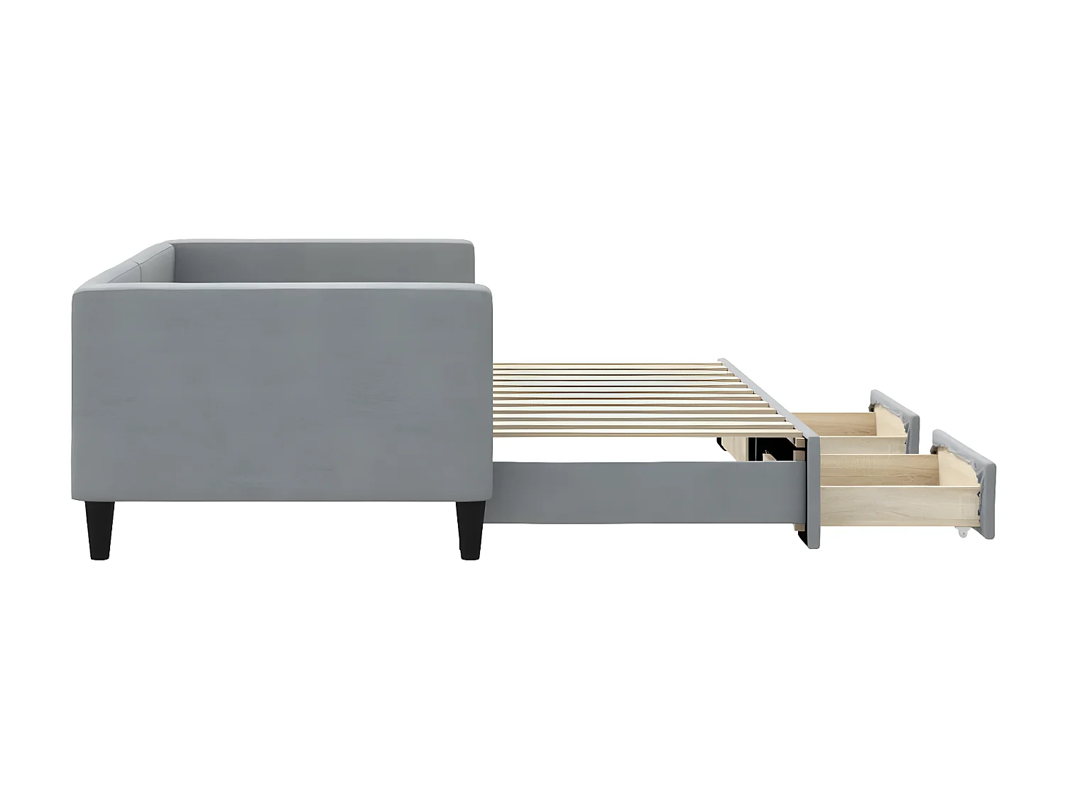 Cama dupla e gavetas 90x200 cm tecido cinzento-claro PT958321