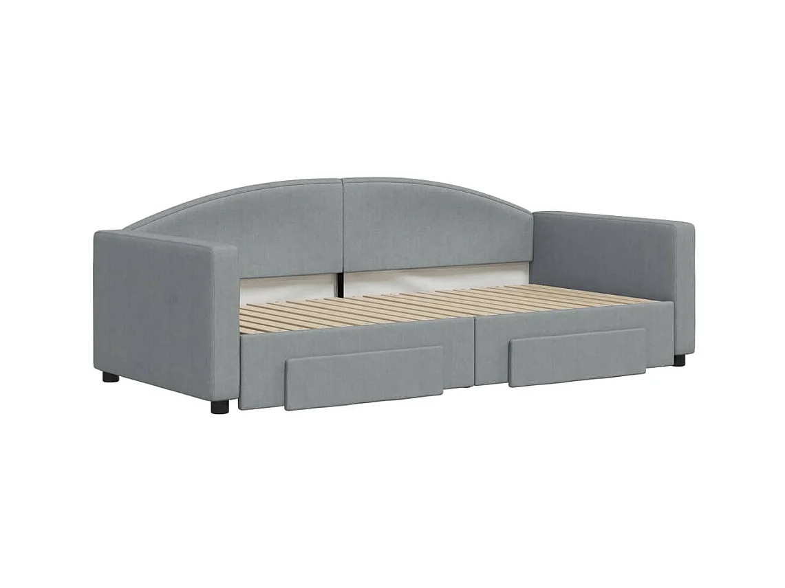 Slaapbank met onderschuifbed en lades 90x190 cm stof lichtgrijs NL63309