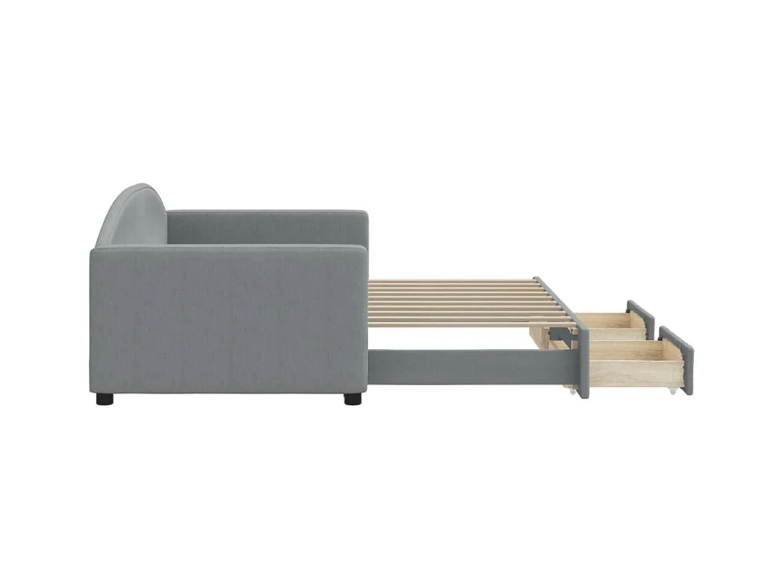 Slaapbank met onderschuifbed en lades 90x190 cm stof lichtgrijs NL63309