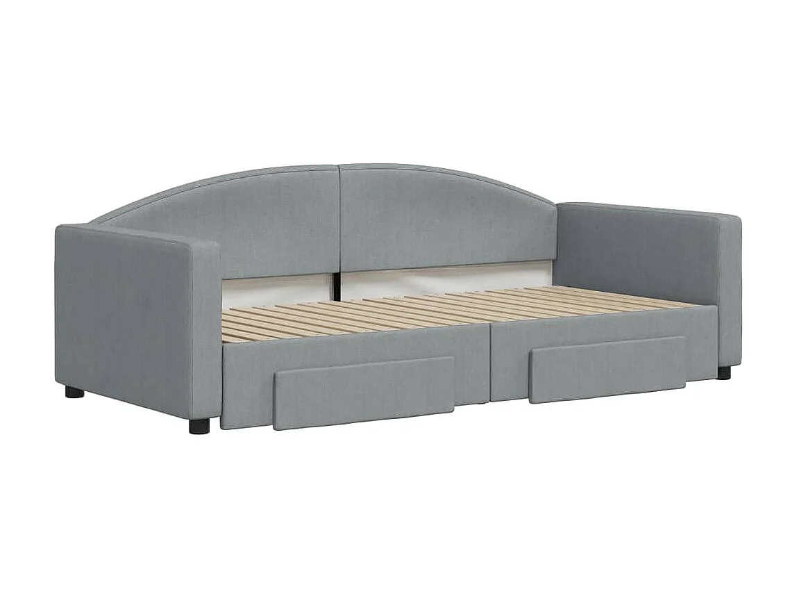 Slaapbank met onderschuifbed en lades 90x190 cm stof lichtgrijs NL63309