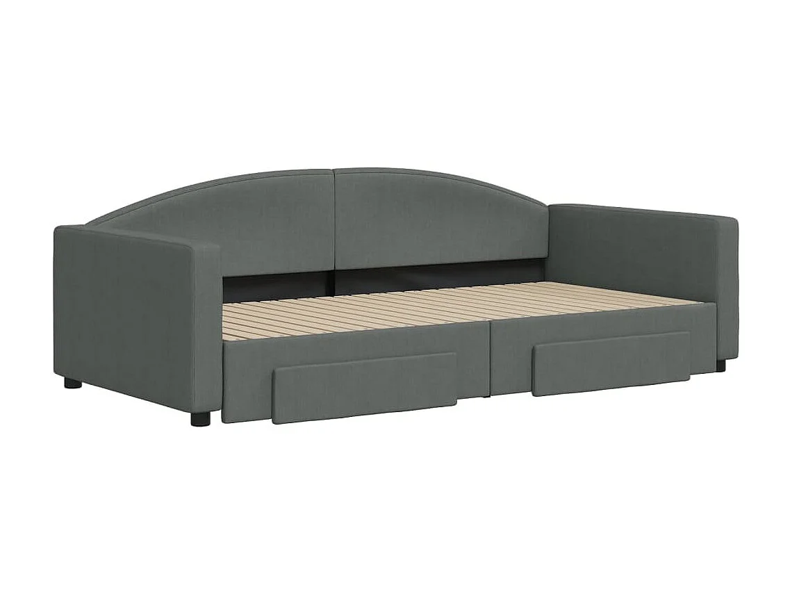 Tagesbett Ausziehbar,Ausziehbett mit Schubladen Dunkelgrau 100x200 cm Stoff -gkd19694