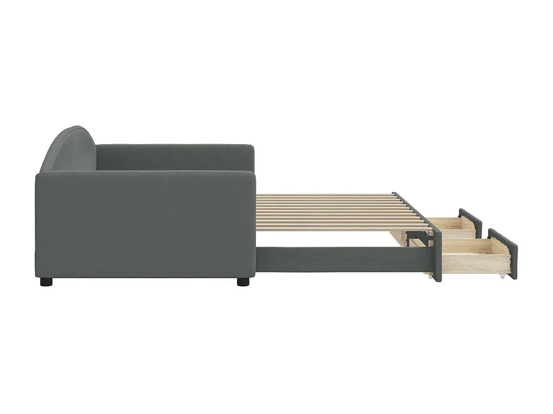 Tagesbett Ausziehbar,Ausziehbett mit Schubladen Dunkelgrau 100x200 cm Stoff -gkd19694