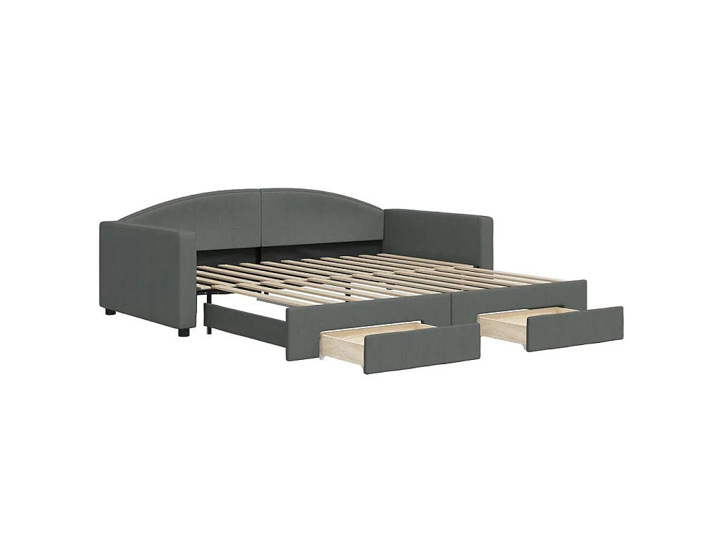 Cama nido - 100x200 cm con cajones tela gris oscuro ES46857