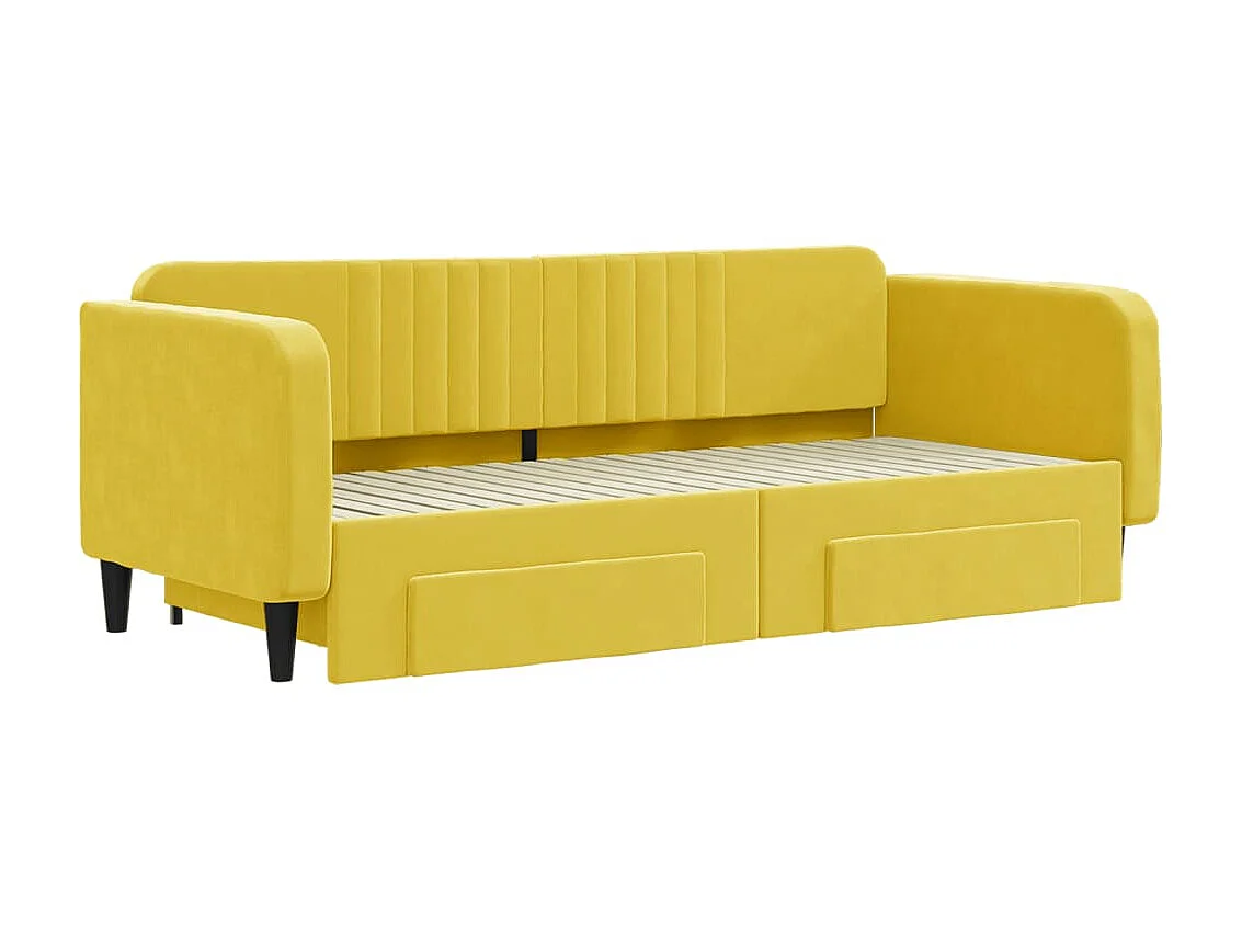 Tagesbett Ausziehbar,Ausziehbett mit Schubladen Gelb 90x200 cm Samt -gkd79662