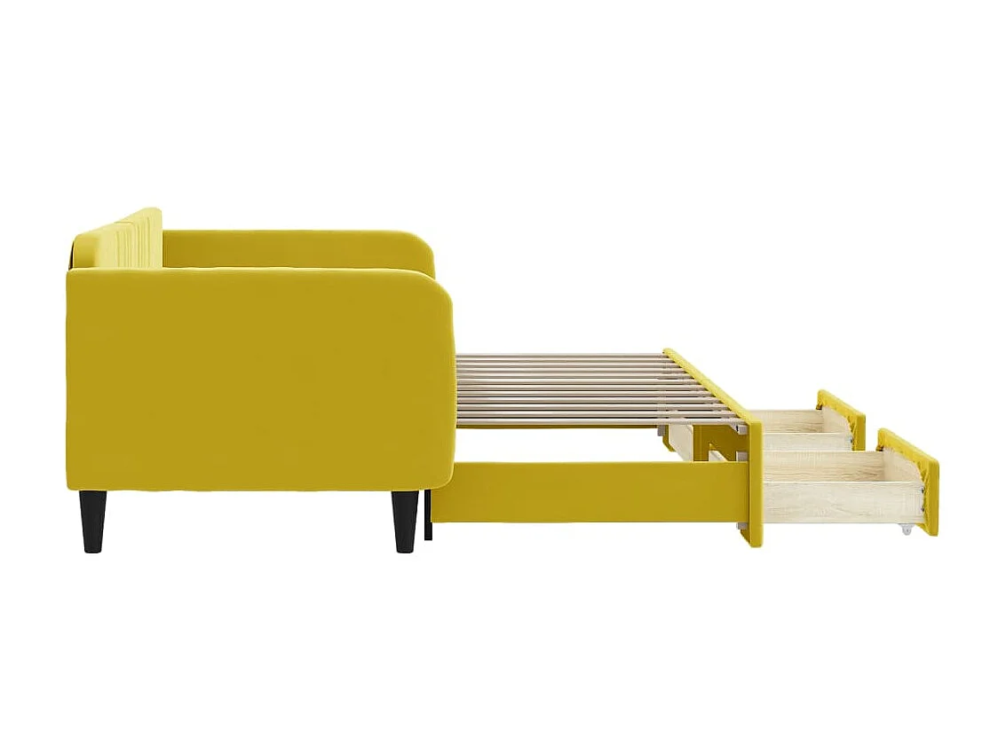 Tagesbett Ausziehbar,Ausziehbett mit Schubladen Gelb 90x200 cm Samt -gkd79662