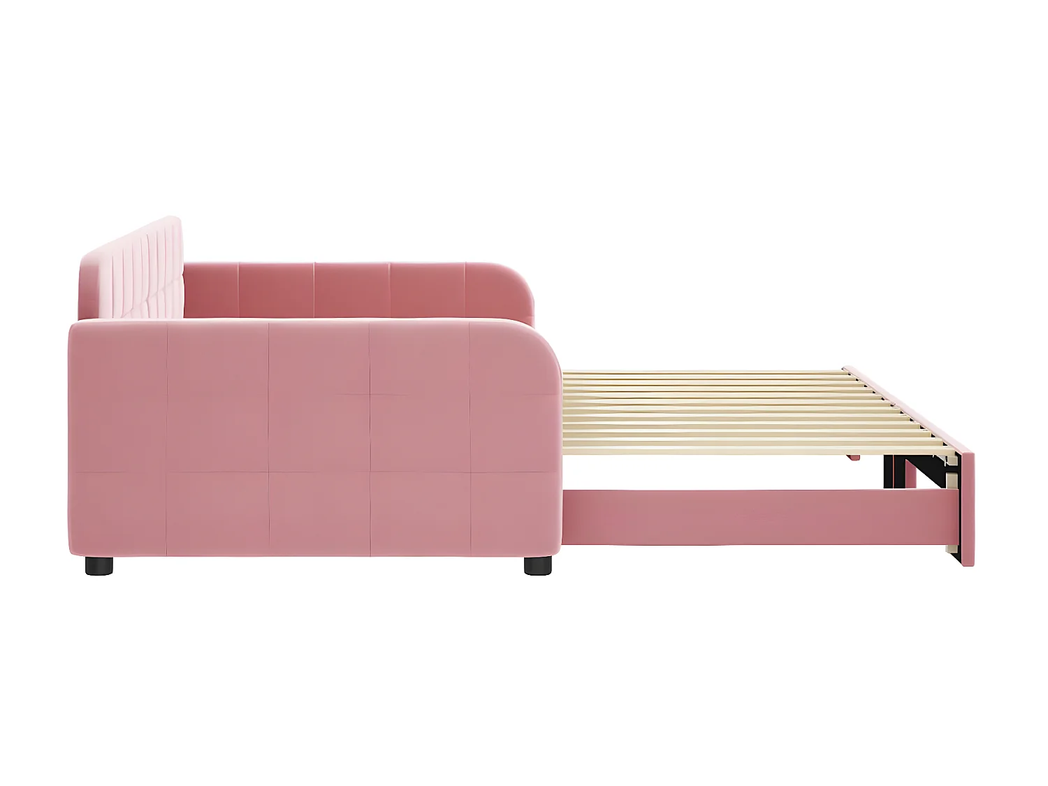 Lit gigogne rose 100x200 cm velours ASW59746