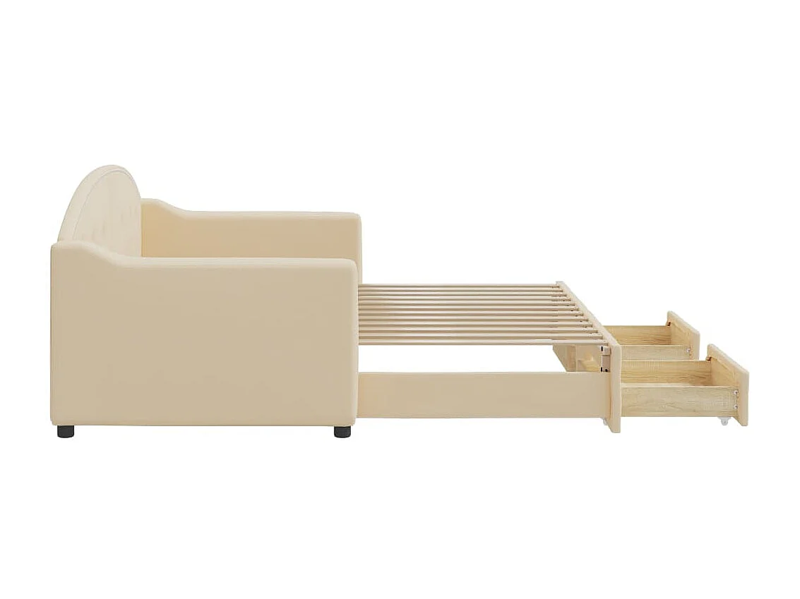 Cama nido - 80x200 cm con cajones tela color crema ES28699