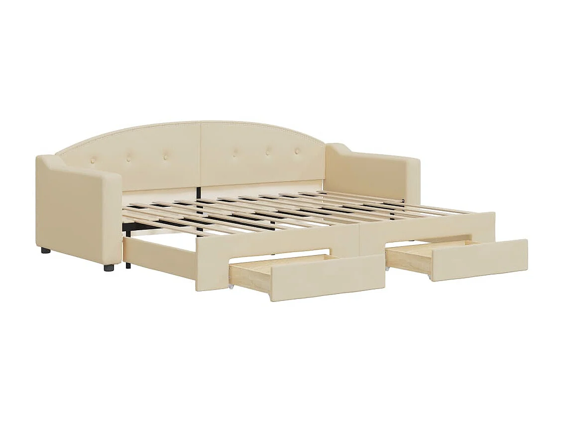 Cama nido - 80x200 cm con cajones tela color crema ES28699