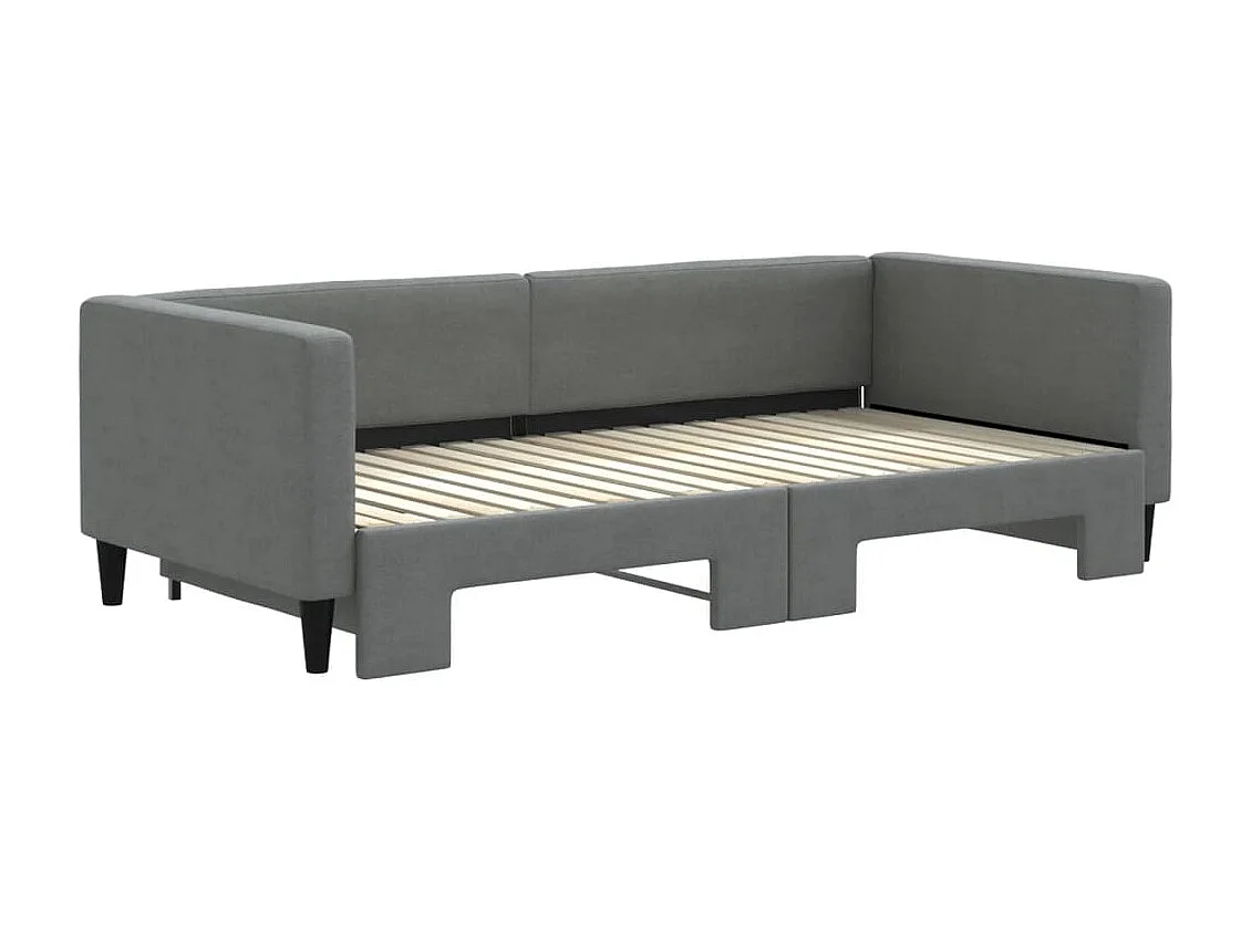 Slaapbank met onderschuifbed 90x190 cm stof donkergrijs NL75685