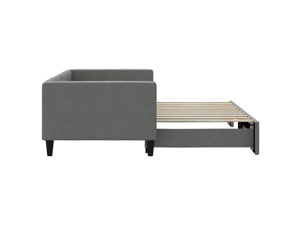 Slaapbank met onderschuifbed 90x190 cm stof donkergrijs NL75685