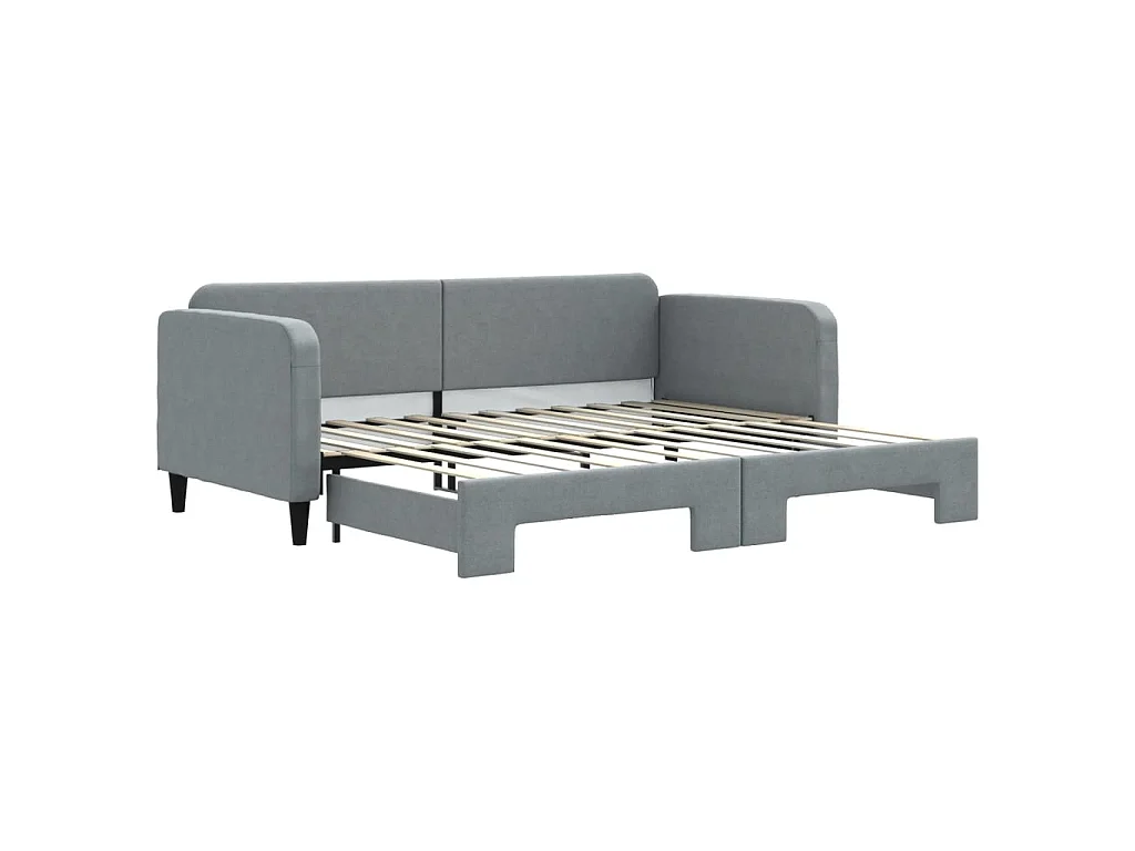 Cama dupla com gavetão 90x200 cm tecido cinzento-claro PT382214