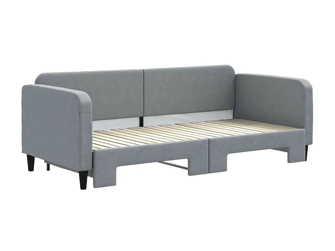 Cama dupla com gavetão 90x200 cm tecido cinzento-claro PT382214