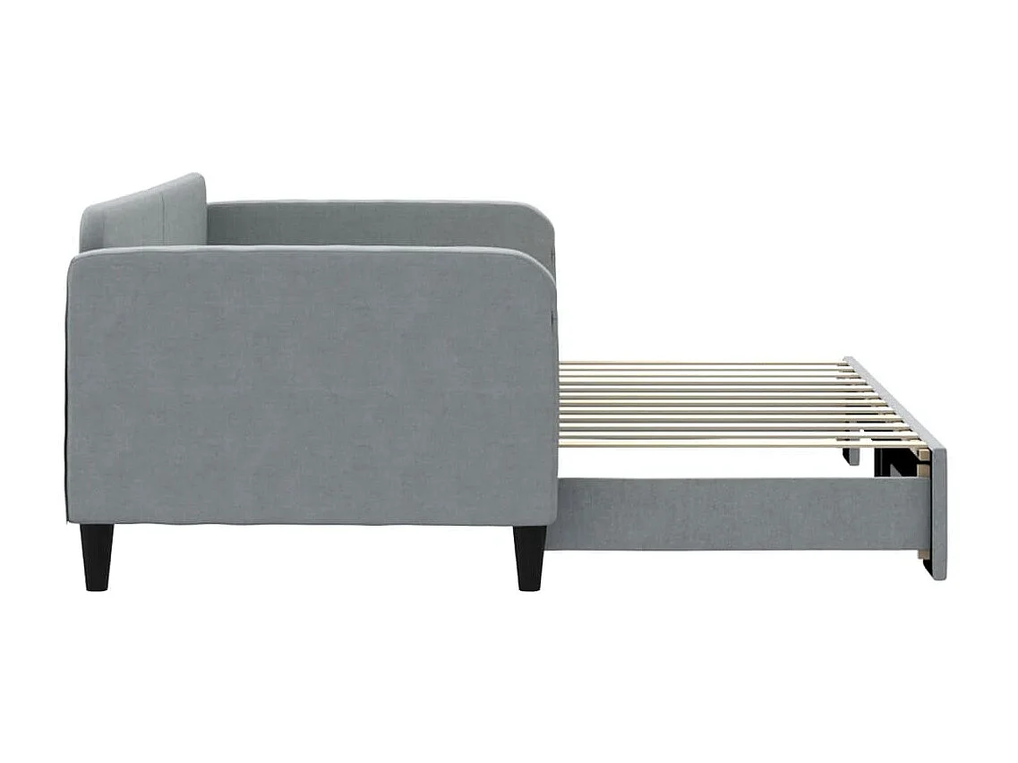 Cama dupla com gavetão 90x200 cm tecido cinzento-claro PT382214