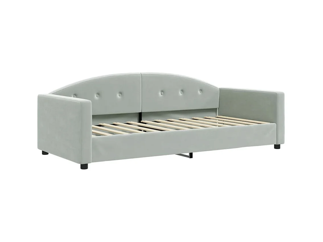 Slaapbank onderschuifbed matrassen 90x200 cm fluweel lichtgrijs NL54119