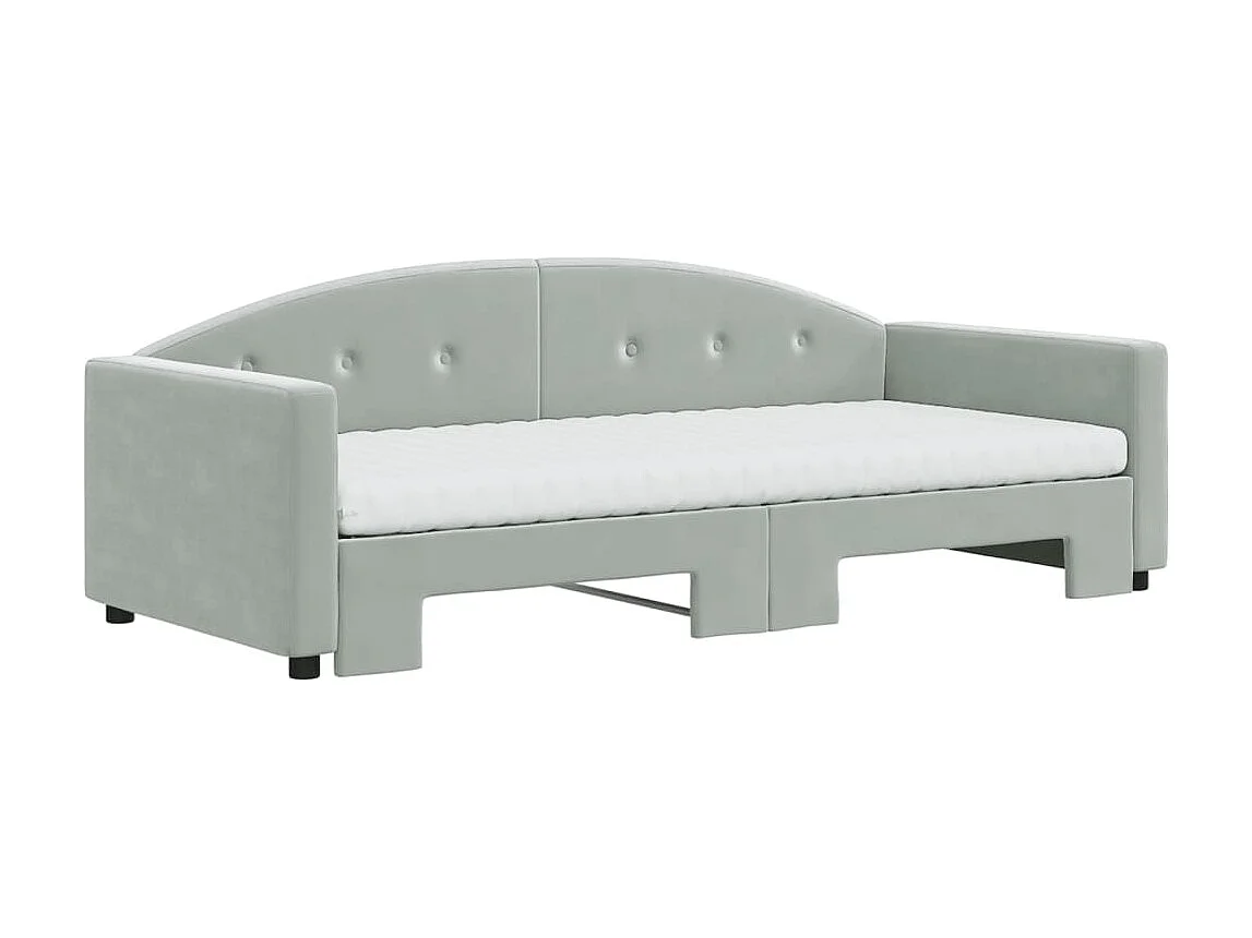 Slaapbank onderschuifbed matrassen 90x200 cm fluweel lichtgrijs NL54119