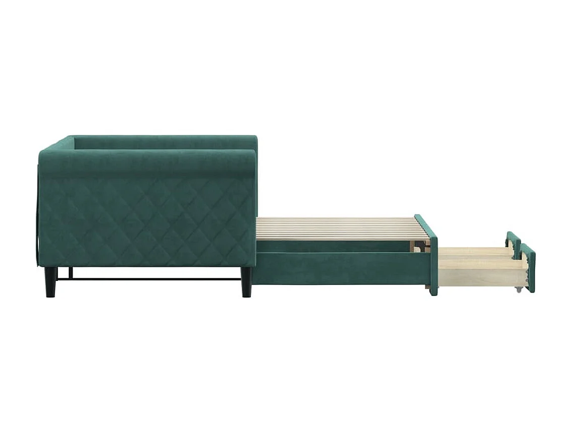 Cama dupla e gavetas 90x200 cm veludo verde-escuro PT767657