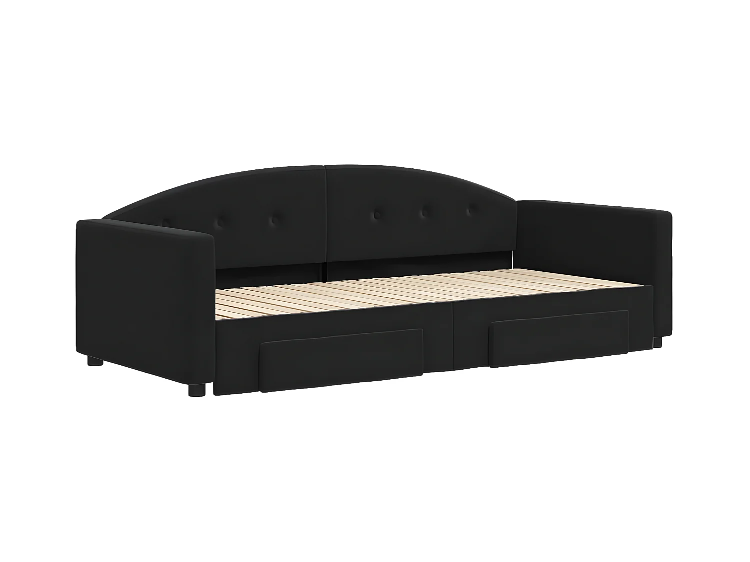 Lit gigogne et tiroirs noir 90x200 cm velours WVGQ1535