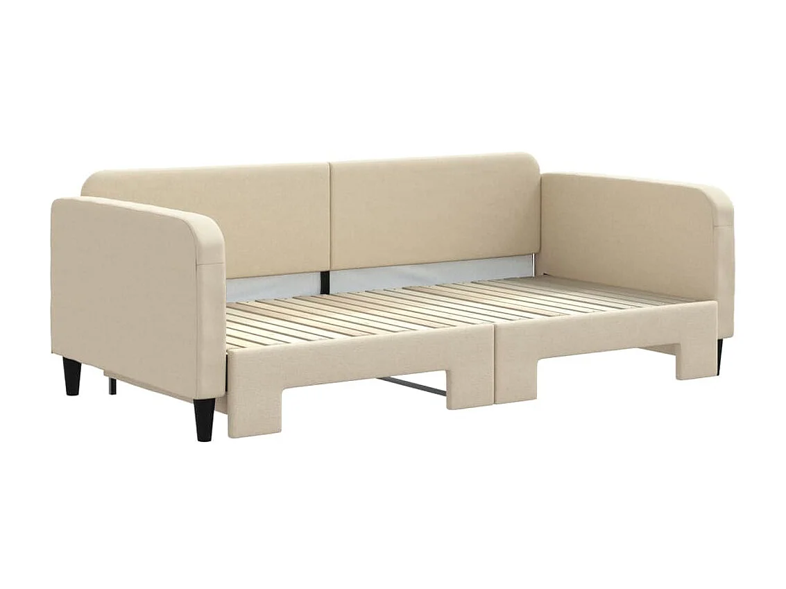 Lit gigogne crème 100x200 cm tissu WVGQ9680