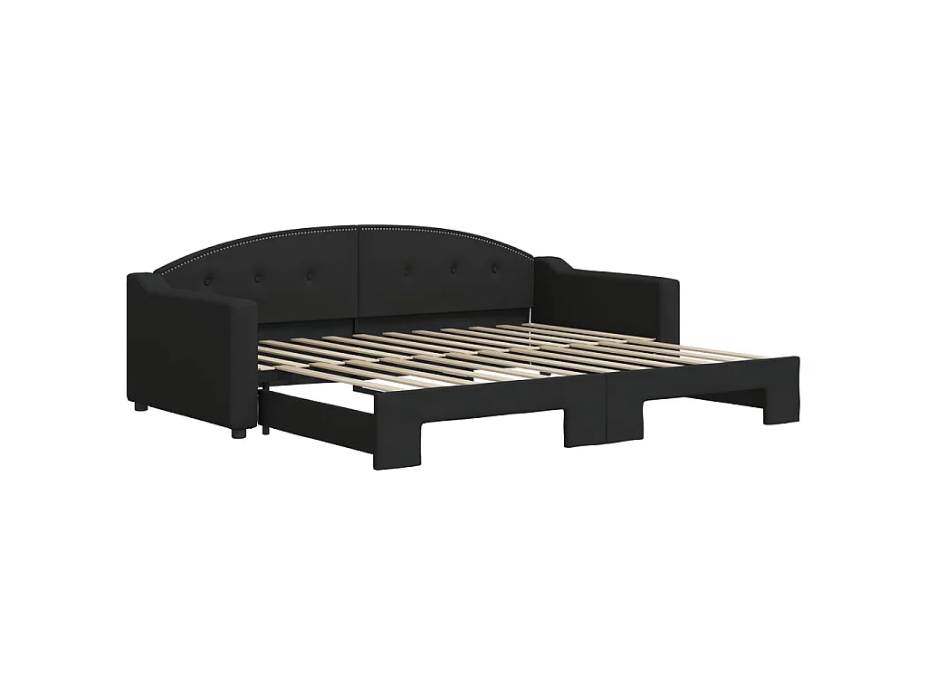 Cama dupla com gavetão 90x200 cm tecido preto PT245336