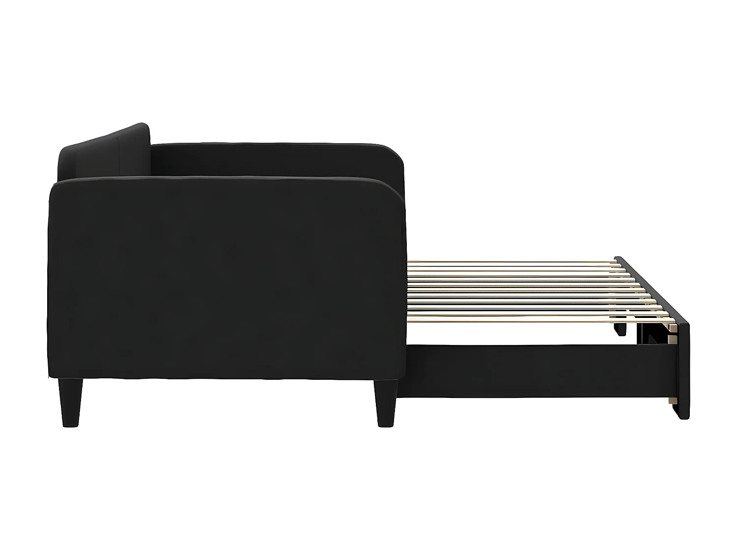 Lit gigogne noir 90x200 cm tissu WVGQ5310