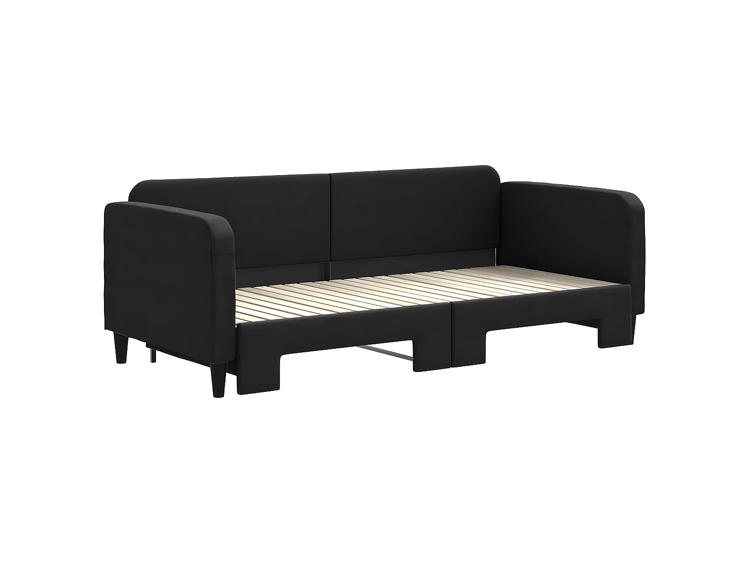 Cama dupla com gavetão 90x200 cm tecido preto PT637336