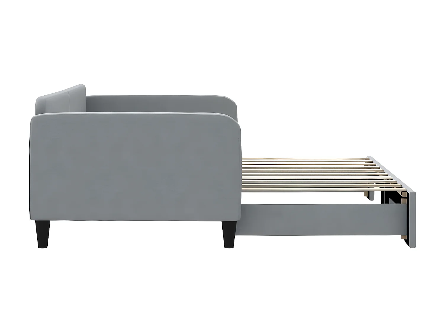 Slaapbank met onderschuifbed 90x190 cm stof lichtgrijs NL12564