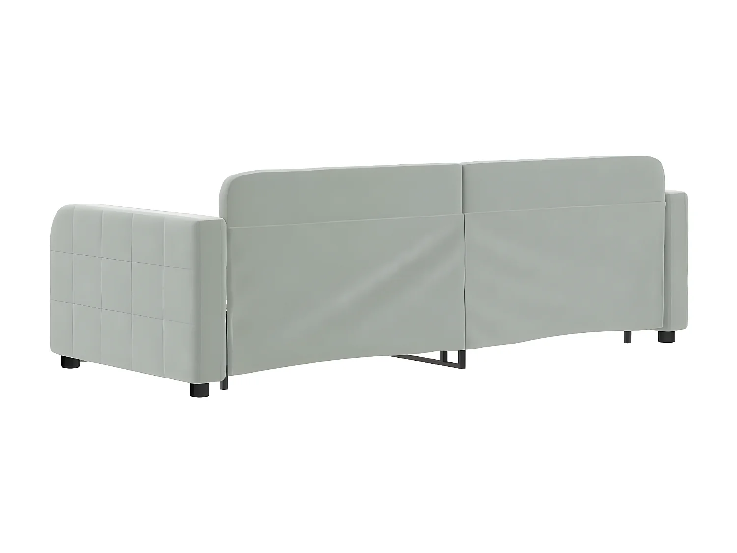 Lit gigogne et tiroirs gris clair 80x200cm velours WVGQ4723