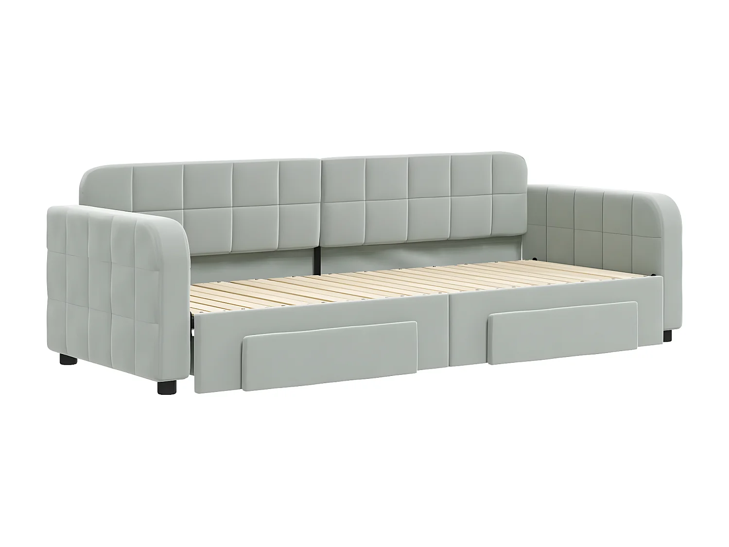 Tagesbett Ausziehbar,Ausziehbett mit Schubladen Hellgrau 80x200 cm Samt -gkd22032