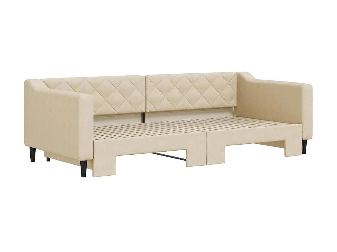 Cama dupla com gavetão 90x200 cm tecido cor creme PT632761