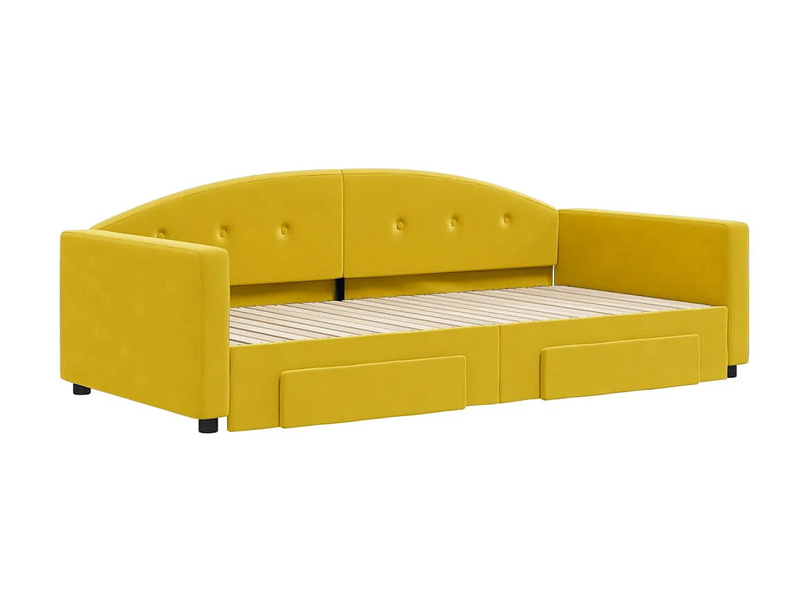 Cama nido - 100x200 cm con cajones terciopelo amarillo ES93074