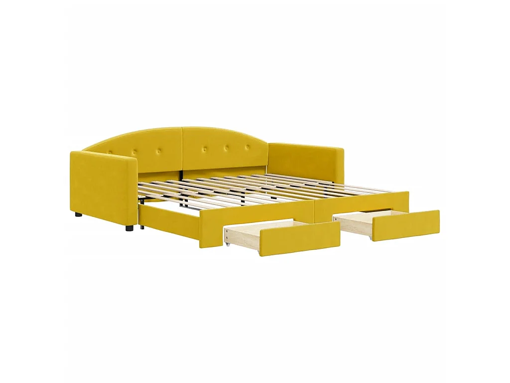 Tagesbett Ausziehbar,Ausziehbett mit Schubladen Gelb 100x200 cm Samt -gkd84476