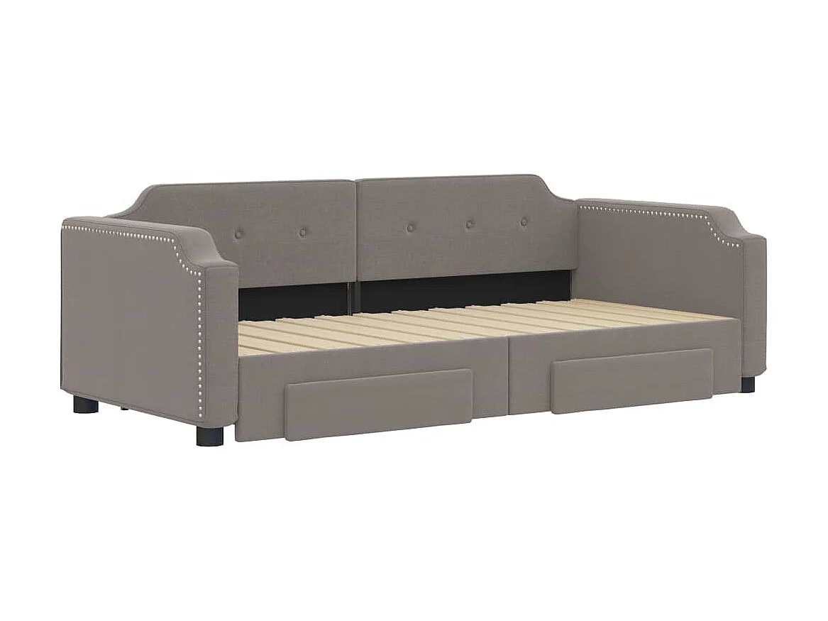 Lit gigogne et tiroirs taupe 100x200 cm tissu WVGQ8433