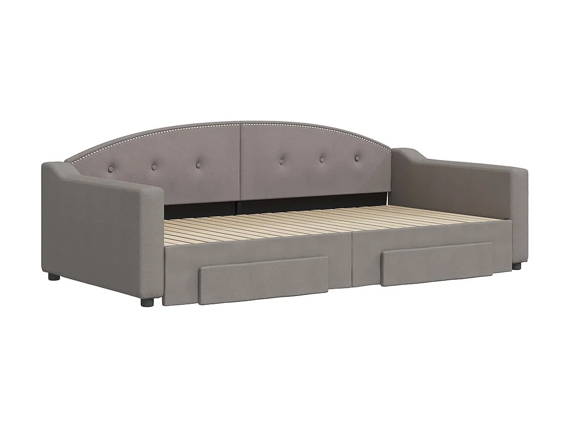Lit gigogne et tiroirs taupe 100x200 cm tissu WVGQ3231