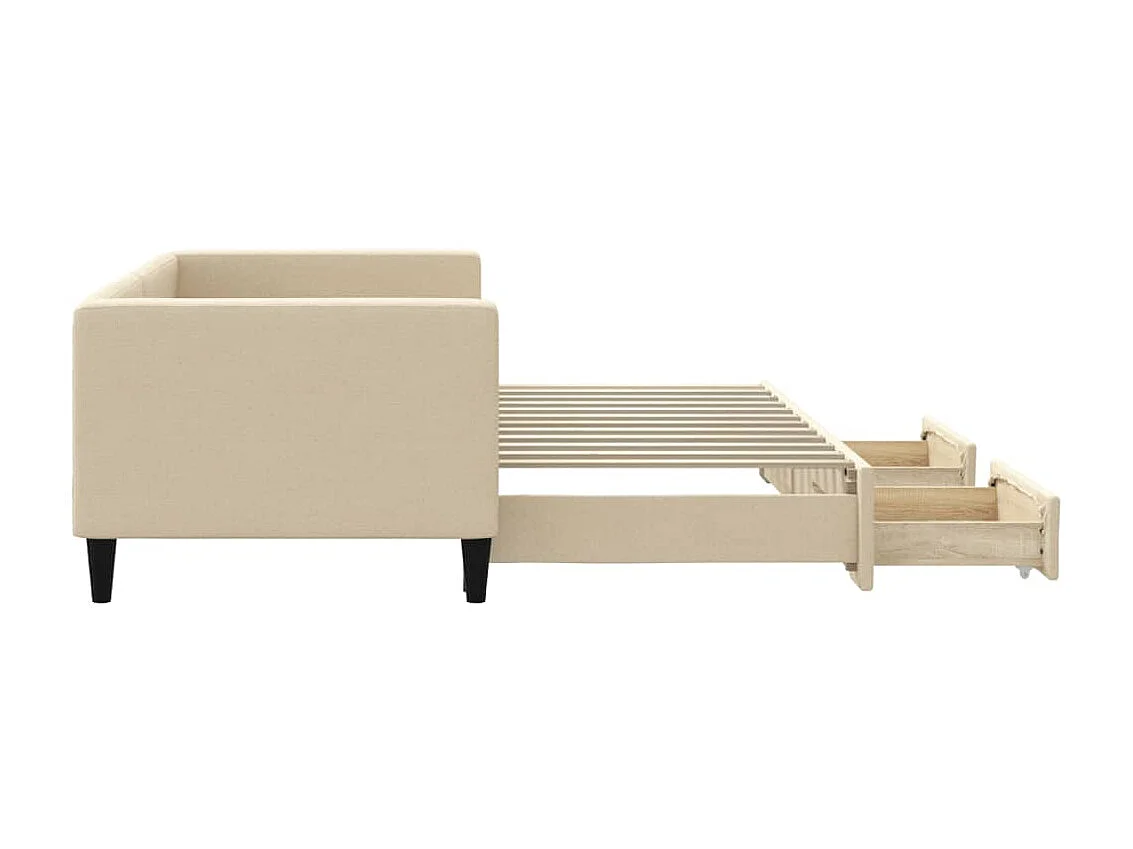 Sofá-cama 80x200 cm e gavetas com gavetão tecido cor creme PT728174