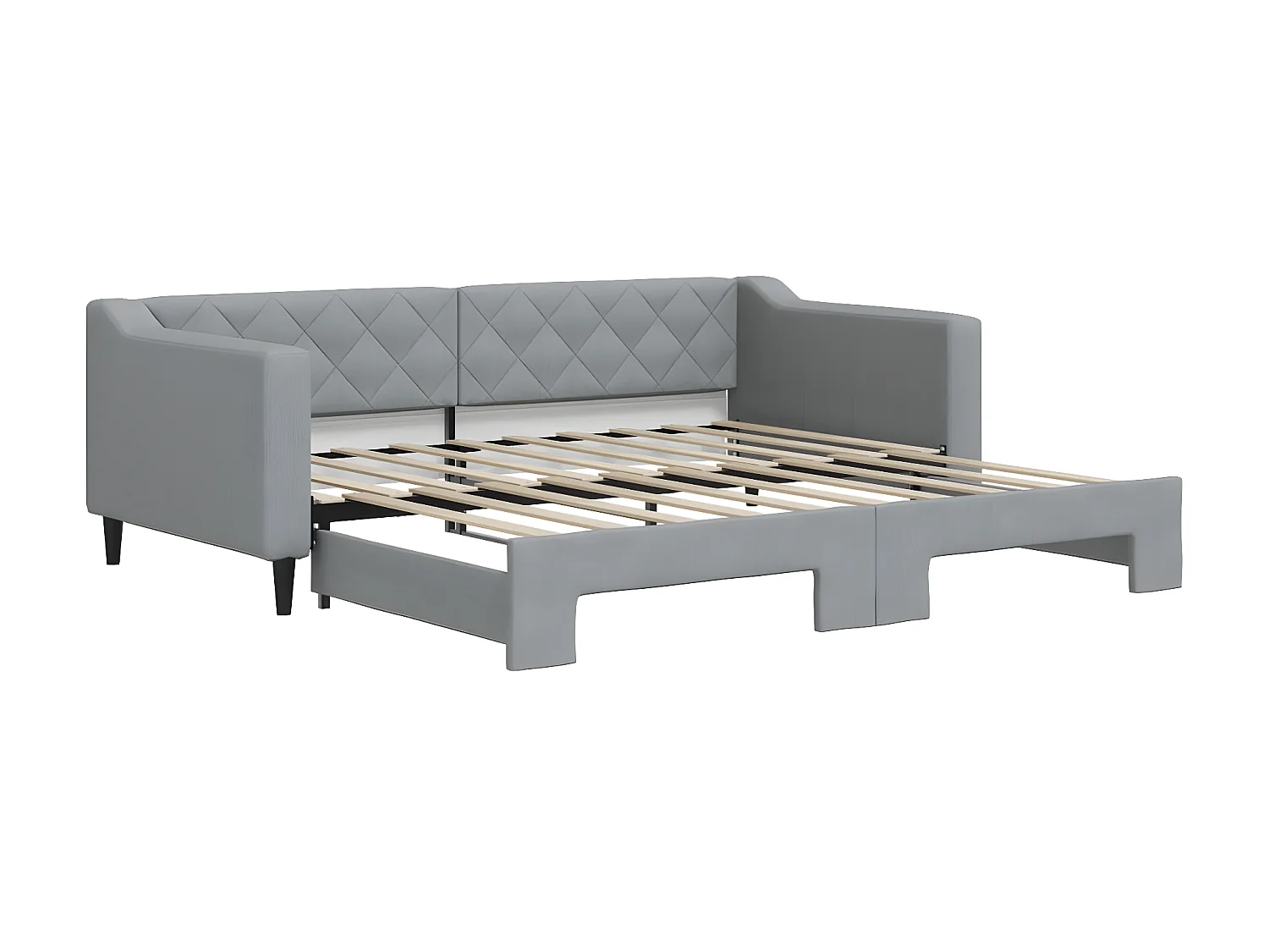 Lit gigogne gris clair 90x190 cm tissu ASW69484