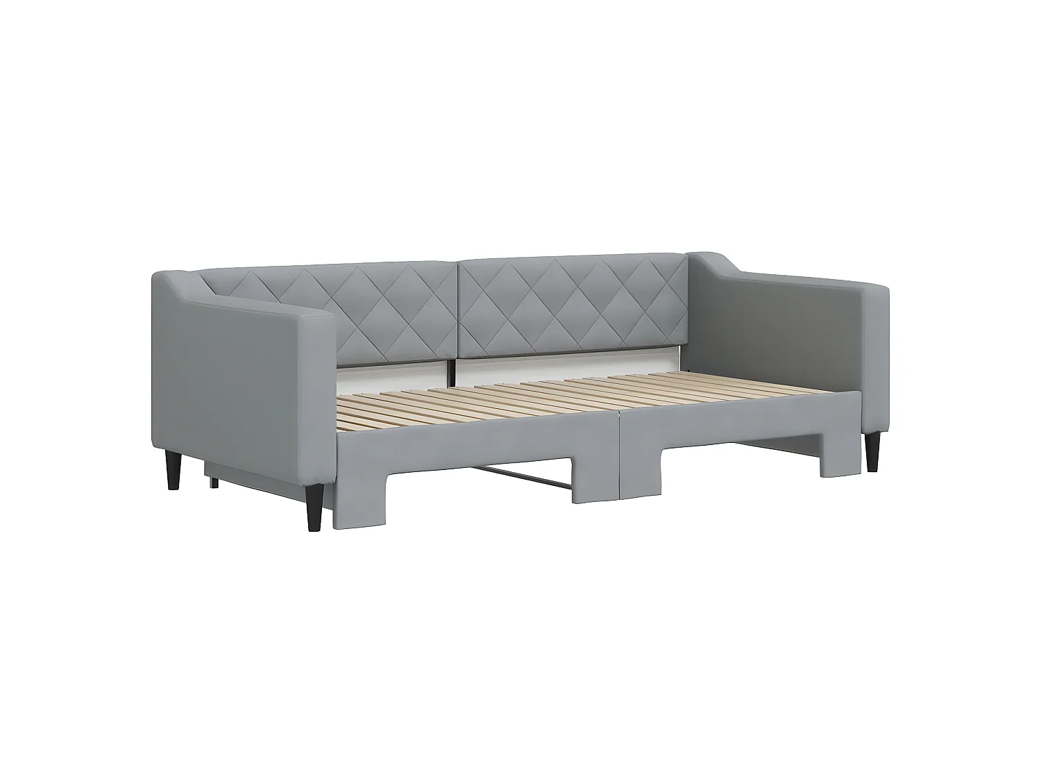 Lit gigogne gris clair 90x190 cm tissu ASW69484