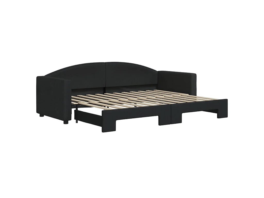 Cama dupla com gavetão 80x200 cm tecido preto PT755814