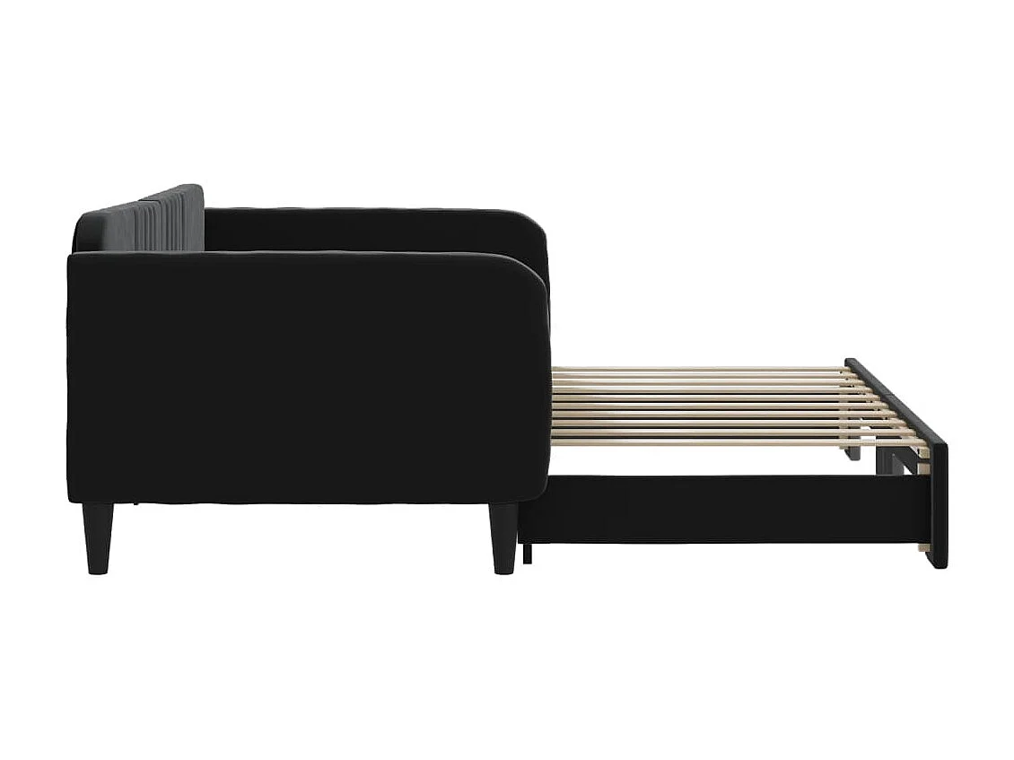 Lit gigogne noir 90x190 cm velours WVGQ5611