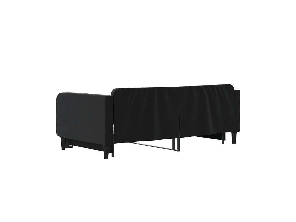 Slaapbank met onderschuifbed 90x190 cm fluweel zwart NL42865