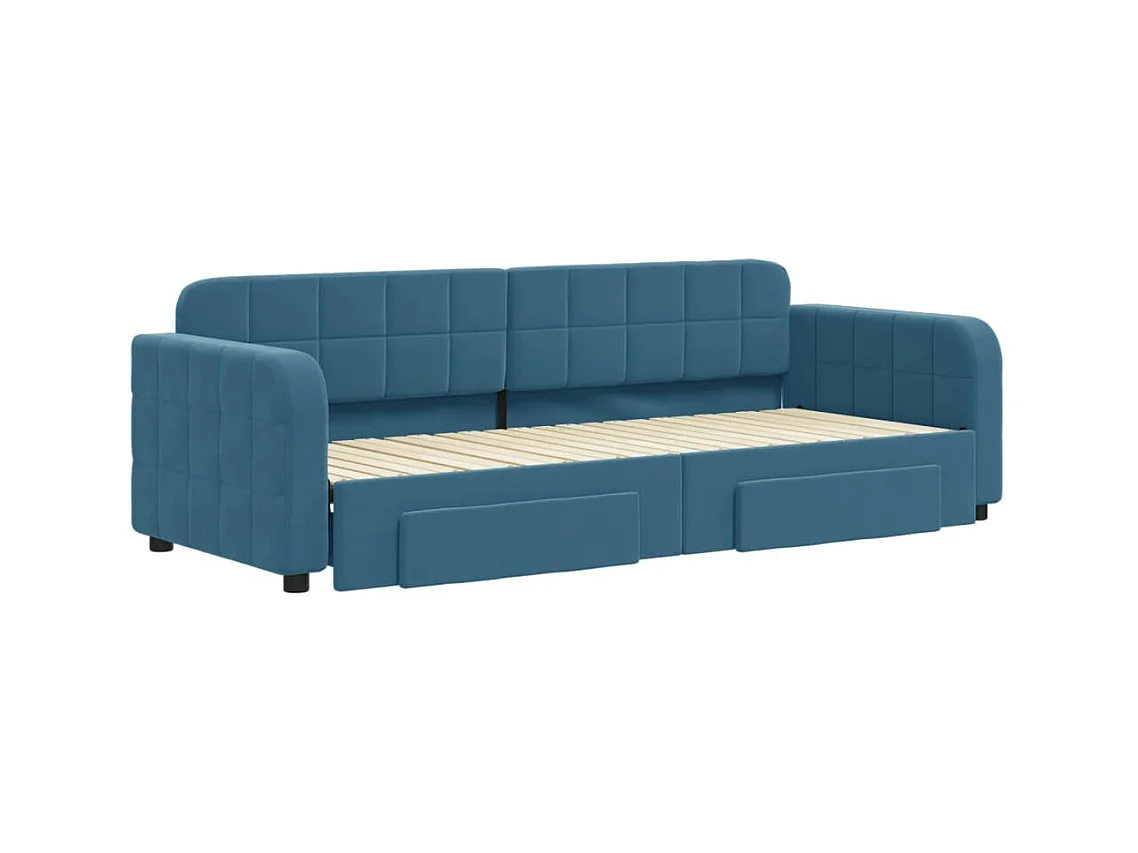 Cama nido - 80x200 cm con cajones terciopelo azul ES27181