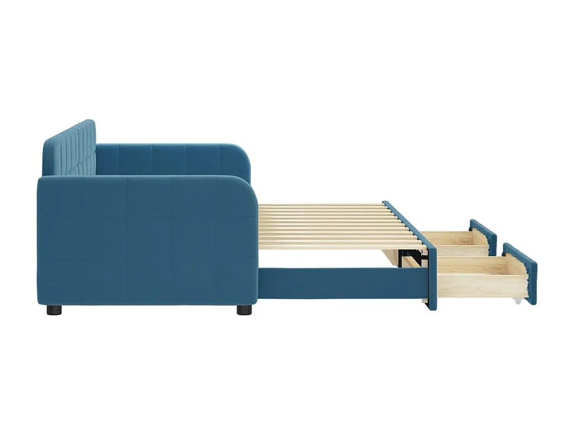 Cama nido - 80x200 cm con cajones terciopelo azul ES27181