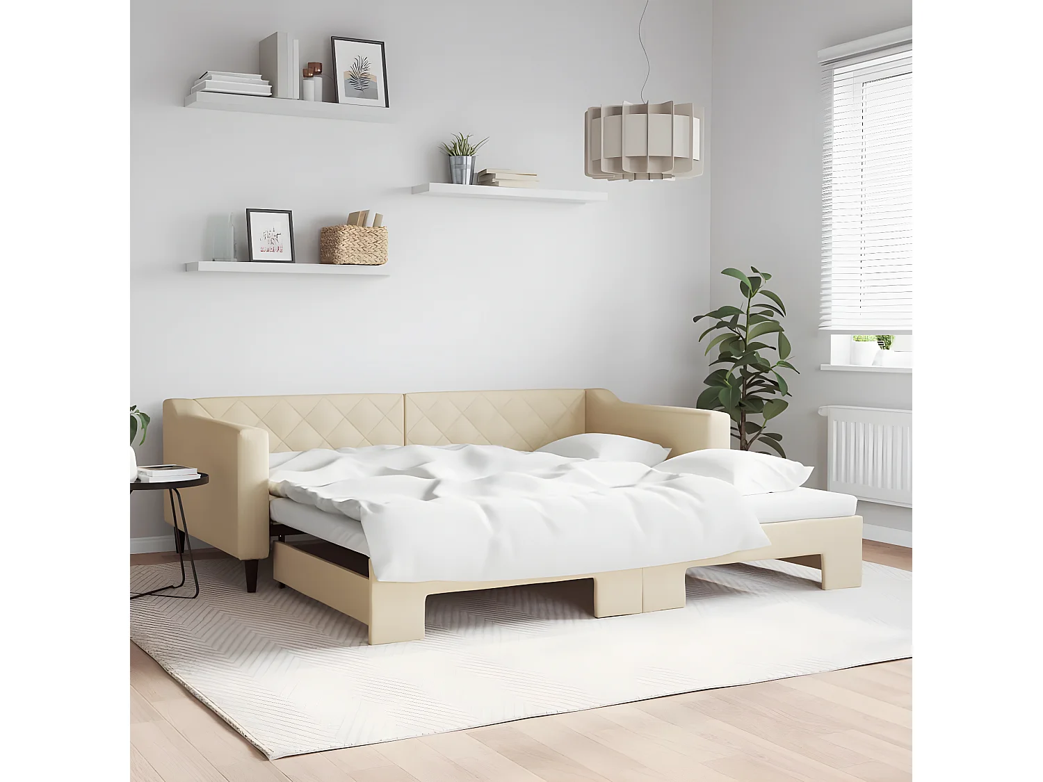 Cama nido - 100x200 cm tela crema ES26617