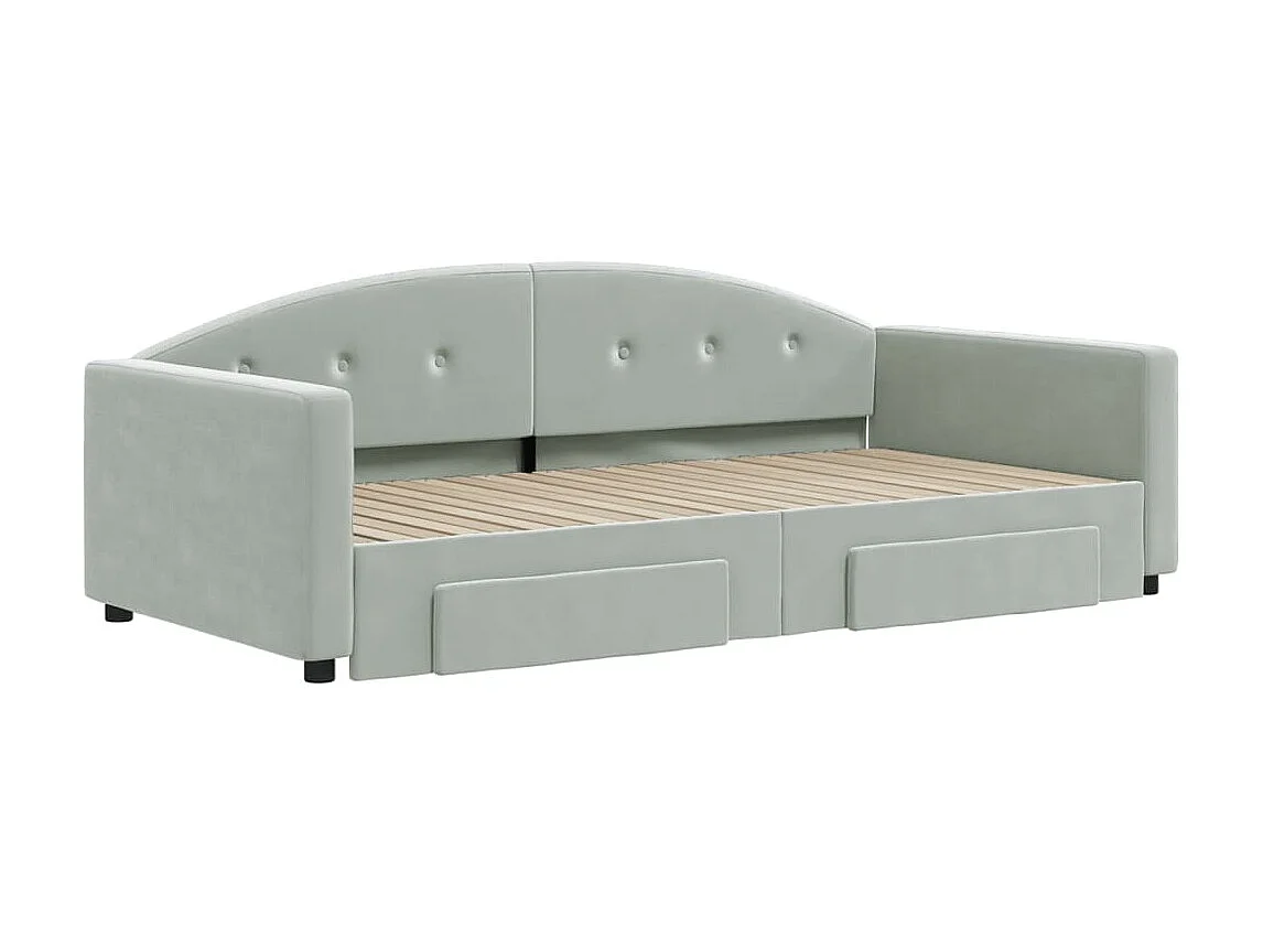 Cama dupla e gavetas 100x200 cm veludo cinzento-claro PT846817