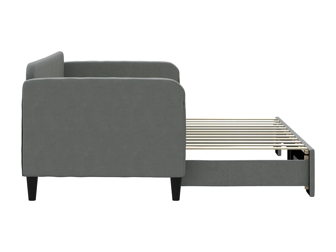 Lit gigogne gris foncé 80x200 cm tissu WVGQ1365