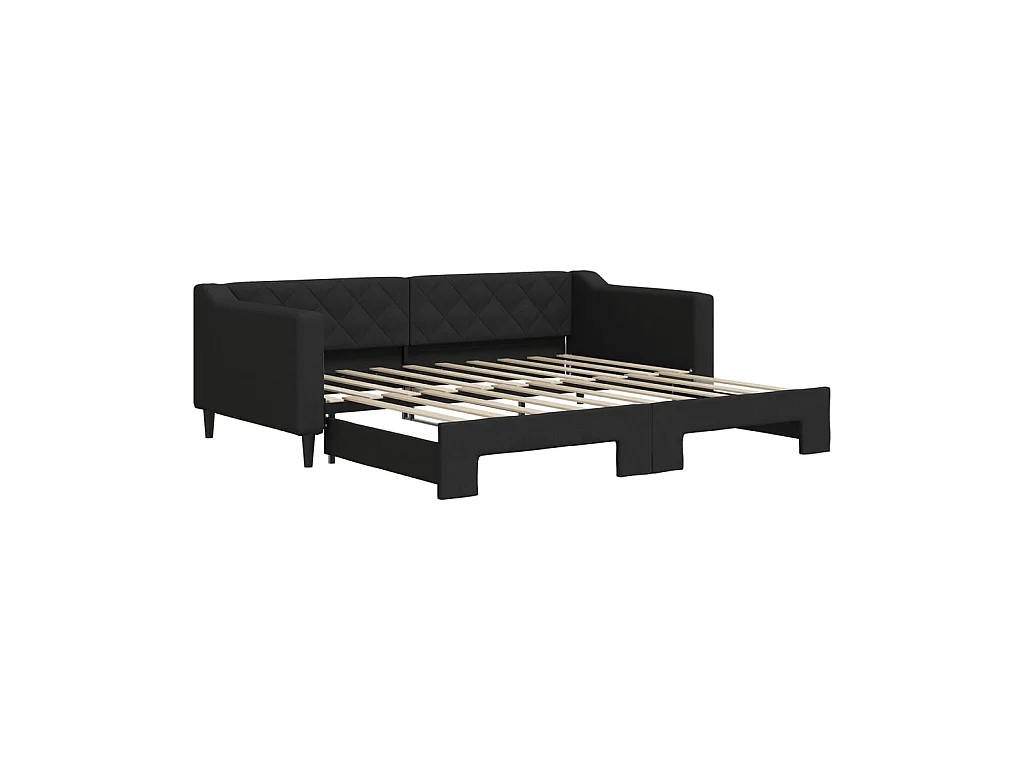Lit gigogne noir 90x190 cm tissu WVGQ4872